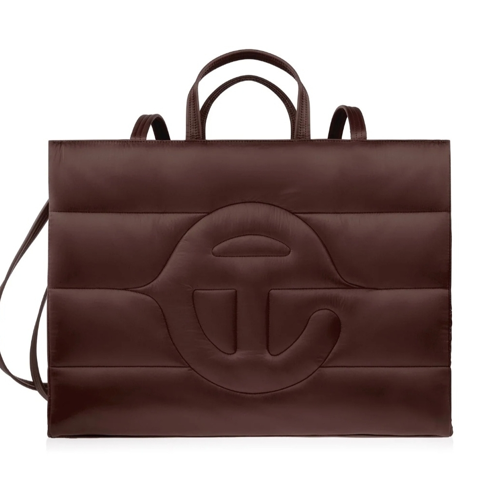 Telfar Dark Brown Quilted Logo Tote